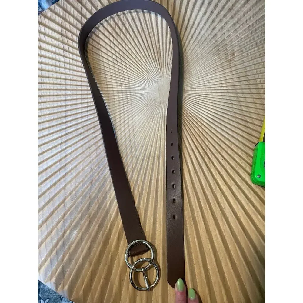 Target‎ Womens Brown Faux Leather Belt Gold Double Ring Buckle Plus Size XXL